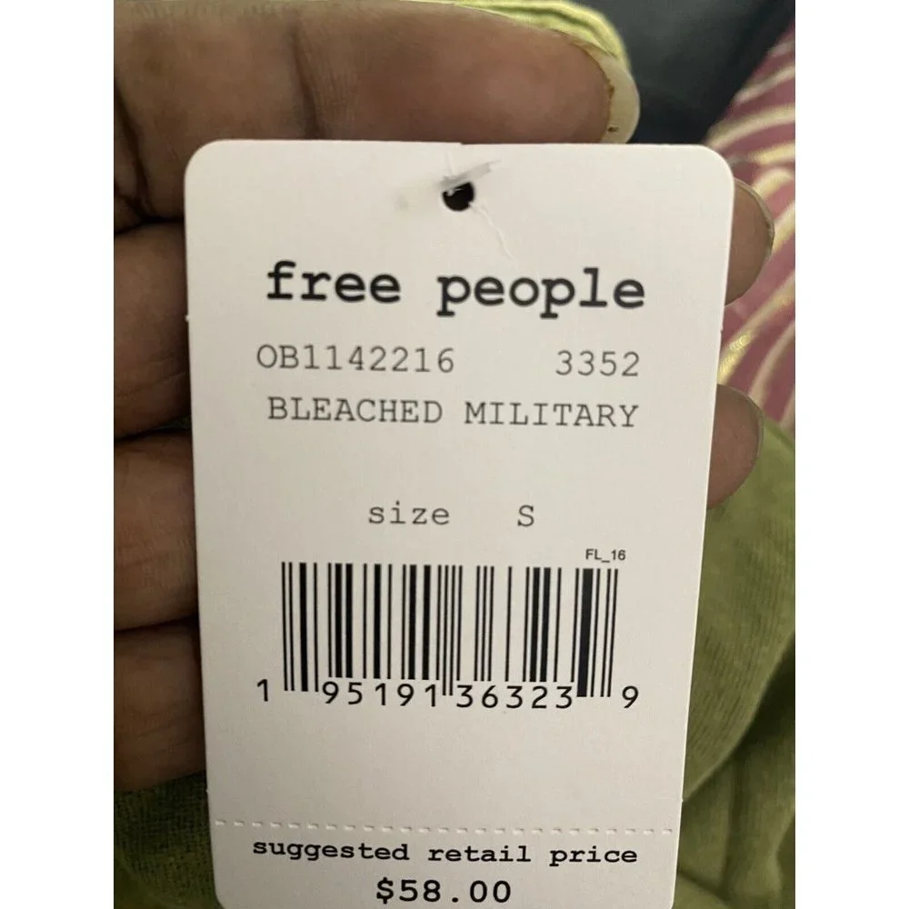Free People Womens Bleached‎ Military Rubi Distressed T-Shirt Size Small